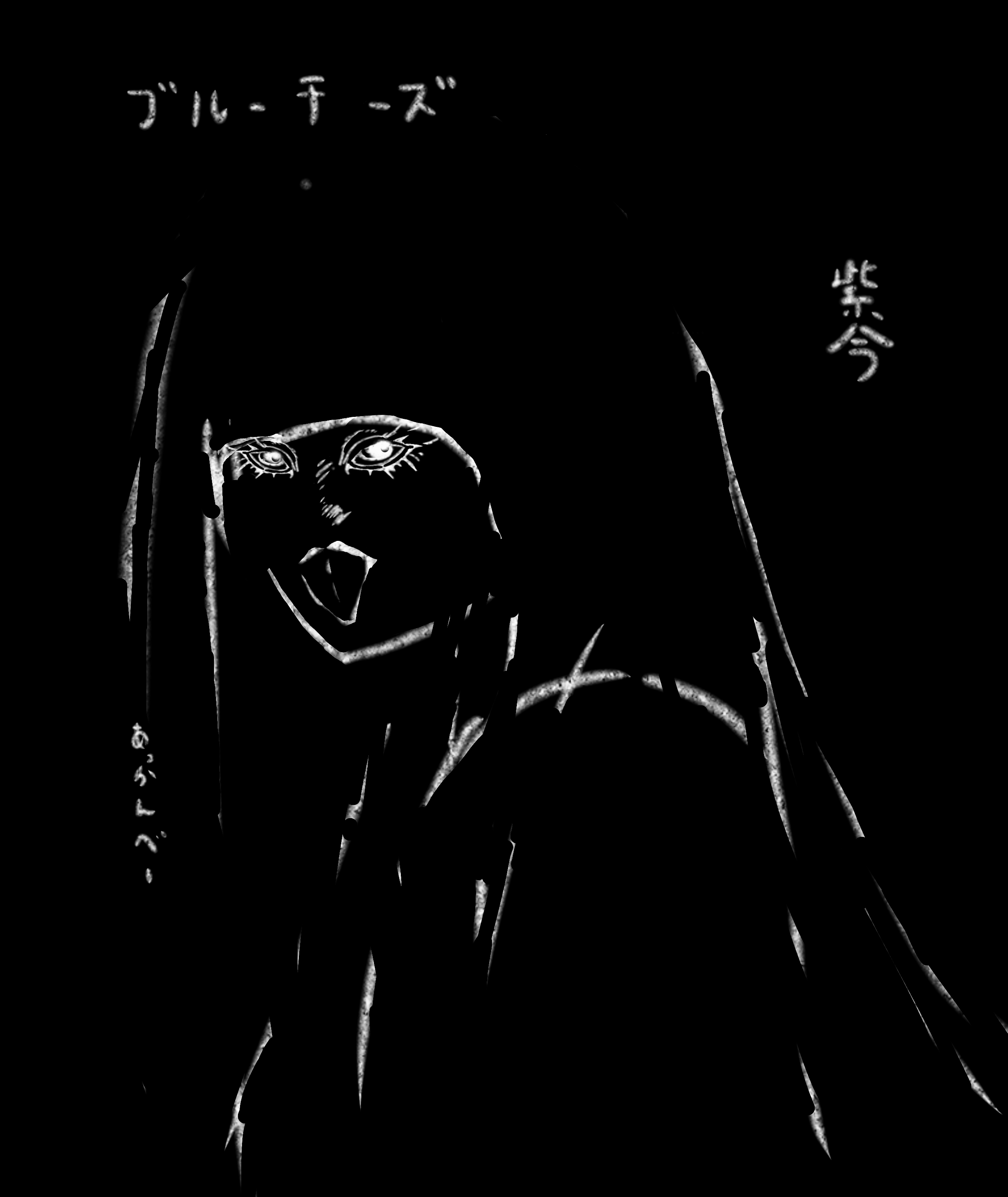 黒い背景に描かれた人物のイラスト